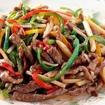 Stir-fried peppers and shredded beef