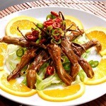 Fried duck tongue