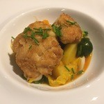 白子のフリッタと季節の野菜