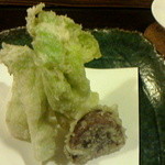 十割蕎麦みかあさ - 福岡産蕾菜の天麩羅
