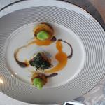 日和庵 - 平目と貝柱の肝ソース