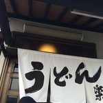 手造りうどん 楽々 - のれん