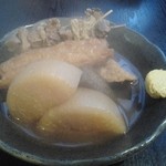 讃岐屋 雅次郎 - おでん盛鰹だしがー６００円　牛すじ柔らかい　１５０円