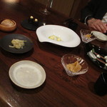 カセント - サーブ後。カワハギの肝和えが秀逸♪