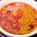 自家製麺 工藤 - 辛しつけめん　辛み投入後