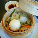 China 胡桃庵 - 冷麺セットの点心２種（ユキ菜饅頭＆エビ蒸し餃子）