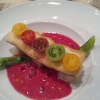レストラン ワタナベ - ヤガラのムニエル
                デザートのような華麗な盛り付け