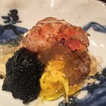 松川 - （2015/10）炙り伊勢海老、菊花、岩茸、土佐酢ジュレ 