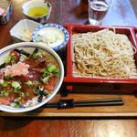 Kajigaya Ebitami - ...「まぐろ丼とせいろ（冷）（1300円）」、蕎麦湯も最後に来ます！
