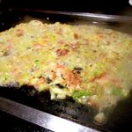 粉紋 - 周りから焦げてきたらもんじゃ完成！(2016,02/13)