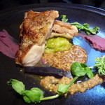 月夕堂 - 2016.2メイン…大山地鶏モモ肉のロースト　粒マスタードソース