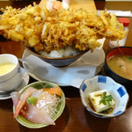 和が家 - 海鮮かき揚げ天丼定食 税別980円