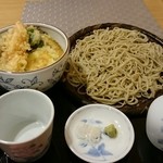 花ぎん - 天丼セット(冷たいそば)〜28年2月に実食