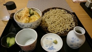 Hanagin - 天丼セット(冷たいそば)〜28年2月に実食