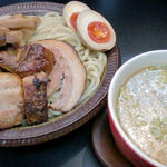 自家製麺 工藤 - つけめん　デラックス(味玉肉増メンマ増）