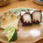 富寿司 - 蒸しアワビと煮蛸