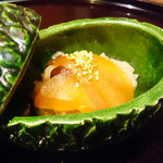 北新地 湯木 - 2016.1 お凌ぎ（カラスミ、赤飯）