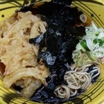 ちかてつそば - もみ海苔花巻ぬるそば＋玉ねぎ天