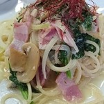 茨城ゴルフ倶楽部レストラン - 菜の花とアサリのクリームスパゲッティ