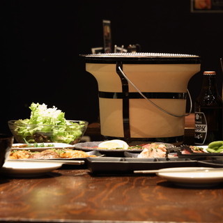 ガスではなく七輪で焼くこだわり