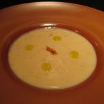 バスク風の白ネギとたらのスープのアップ(2016.02)