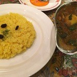 ポークカレー、サフランライス