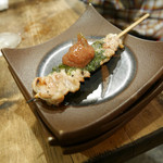 2019/2/13  せせり 大葉に梅味噌付