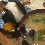 もつ焼き ねぎぼうず - H28.02.03 明太子おにぎり と お味噌汁