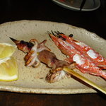 串焼Bar 炎の介 - イイダコ　甘エビ焼き　全て食べられます