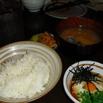 串焼Bar 炎の介 - シメ　とろろご飯＋シジミの味噌汁