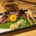 Fukuzen - イワシ刺し
                      骨はフライで出てきました！