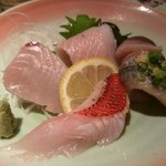 Sushi Maru - 刺し身盛合せ(金目鯛、鰆、イワシ、ブリ)