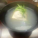 天神橋 青木 - お椀（河豚白子、揚げ豆腐）