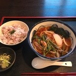 さぬきや - 山菜うどん温とサービスご飯