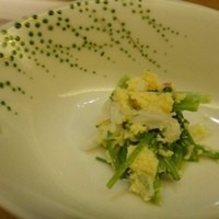 倉満 - 蟹と菜の花、卵の和え物・・福岡らしく甘めのお味付。