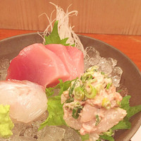 味菜 - ヨコワ、ひらめ、そしてかわはぎきもあえ。