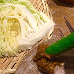Miyazaki Ken Nichinan Shitsuka Da Noujou - 特製味噌で野菜を頂く