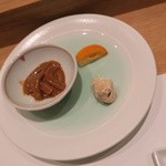 天ぷらあら木 - 塩辛　チーズ　金柑