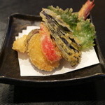 久呂無木 - 天もりの「天婦羅」車海老/安納芋/パプリカ/大葉/茄子