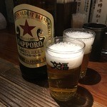 串焼 文福 - まずはビールで…赤星を頂きました