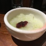 串焼 文福 - お通し、コレだけがちょっと苦手…