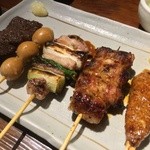 串焼 文福 - カレー煮込とセットのお任せ5点盛り