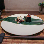 かわ村 - 2016年2月再訪：握リゾット Risotto 雲丹 ミル貝 糸海苔、車海老 白子 黒トリュフ☆