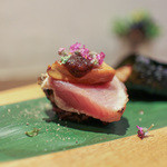 かわ村 - 2016年2月再訪：握リゾット Risotto 鮪 フォアグラ ドライトマト バルサミコ☆