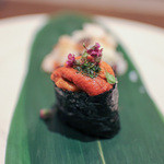 かわ村 - 2016年2月再訪：握リゾット Risotto 雲丹 ミル貝 糸海苔☆