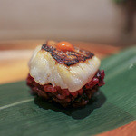 かわ村 - 2016年2月再訪：握リゾット Risotto ノドグロ 赤柚子胡椒☆