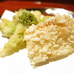 和しょく　えびはら - 　蕗の薹天婦羅　オコゼのあられ揚げ