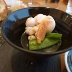 エスパイ クック コウベ - 鱈白子と自家製からすみ野菜のジュレスナップ豌豆添え