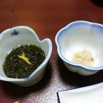 民宿 鈴せい - 右側はホタテの耳とわさびです！