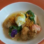 ランベリー ナオト キシモト 南青山 - 早筍　ふきのとうのフリット　ベーコンのブイヨンと木の芽のソルベ